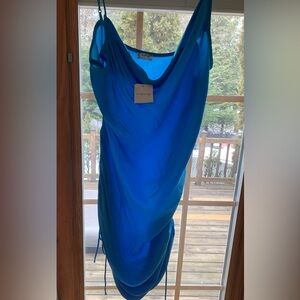 Cowl-Neck Royal Blue Maxi Dress - Free People Intimately Size M/L side ruching